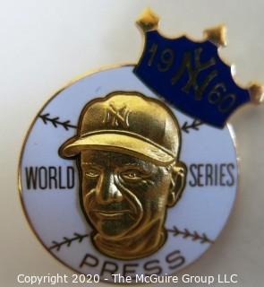 1960 New York Yankees World Series Press Pin. Sports Baseball Memorabilia. (from the personal collection of Clifford Evans, journalist)