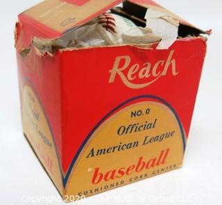 Vintage Reach Official American League "Harridge" Ball, Number 0; Baseball, New in Box.    