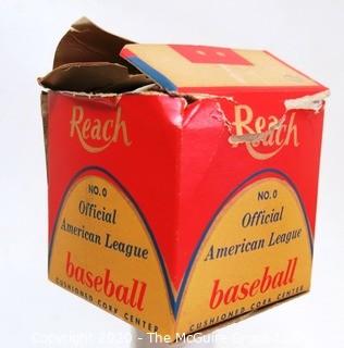 Vintage Reach Official American League "Harridge" Ball, Number 0; Baseball, New in Box.    