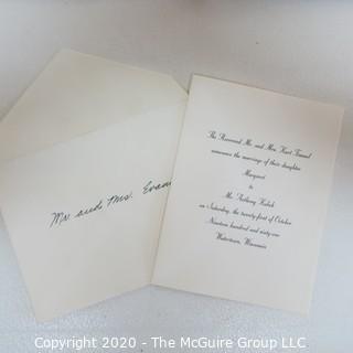 1961 Wedding Invitation to Mr. and Mrs. Clifford Evans from Tony Kubek, New York Yankees shortstop. 