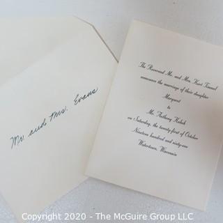 1961 Wedding Invitation to Mr. and Mrs. Clifford Evans from Tony Kubek, New York Yankees shortstop. 