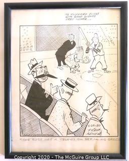 Framed Original Mockup of Later Printed Political Cartoon - Baseball Fans by Fred Nehr, 1950, for Consolidated News Features. Signed by the artist for Clifford Evans.  Measures approximately 12" x 9". (from the personal collection of Clifford Evans, journalist)