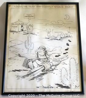 Framed Original Mock Up of Later Printed Political Cartoon - O'Dwyer Candidacy by Dan Dowling, 1952 for the NY Herald Tribune.  Measures approximately 22" x 18". Signed original art by the artist. (from the personal collection of Clifford Evans, journalist) 