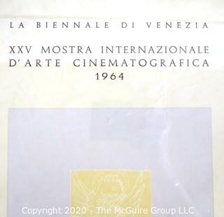 1964 Framed Certificate of Diploma in the Venice Biennale Film Festival.  Measures 18" x 22"