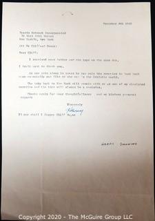 1960 Signed Thank You Note from Harry Danning to Clifford Evans. Sports Baseball Memorabilia