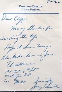 1962 Two Handwritten and Signed Notes from Jimmy Piersall and Bobby Schantz to Clifford Evans. Sports Baseball Memorabilia