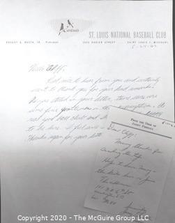 1962 Two Handwritten and Signed Notes from Jimmy Piersall and Bobby Schantz to Clifford Evans. Sports Baseball Memorabilia