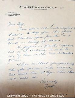 1961 Hand Written and Signed Thank You Note from Jack Twyman to Clifford Evans on Letterhead. Sports BasketballMemorabilia