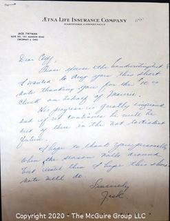 1961 Hand Written and Signed Thank You Note from Jack Twyman to Clifford Evans on Letterhead. Sports BasketballMemorabilia