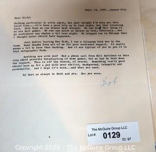 1960 Signed Note from Bob Fishel to Clifford Evans on New York Yankees Letterhead. Sports Baseball Memorabilia