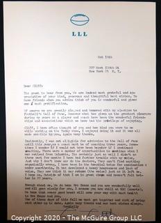 Signed Letter from Luigi "Lou Little" Piccolo to Clifford Evans c 1960.  Lou Little was inducted into the College Football Hall of Fame.  He coached from 1930-1956 at Columbia University, who won the Rose Bowl in 1933, beating Stanford, 7–0. 