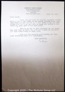 1963 Signed Thank You Note from Edna Stengel (Wife of Casey Stengel) to Clifford Evans. Sports Baseball Memorabilia