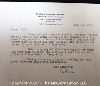 1963 Signed Thank You Note from Edna Stengel (Wife of Casey Stengel) to Clifford Evans. Sports Baseball Memorabilia