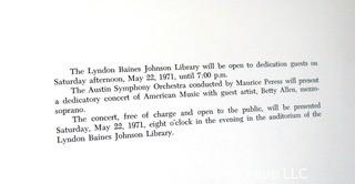 1971 Program for the Dedication of the Lyndon Baines Johnson Library in Austin Texas.