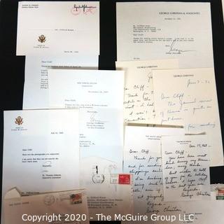 Group of Correspondence to Clifford Evans from George Christian and Thomas Johnson, some on White House Letterhead. 