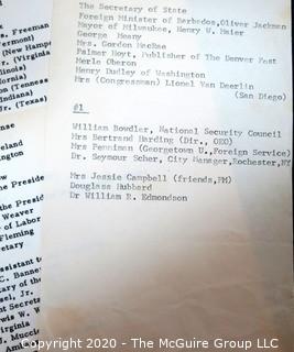 Lists of Attendees to Various Functions at White House, President Lyndon Johnson, 1967