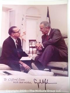 Unframed Photograph of President Lyndon Johnson Meeting with Clifford Evans in Oval Office, White House.