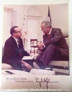 Unframed Photograph of President Lyndon Johnson Meeting with Clifford Evans in Oval Office, White House.