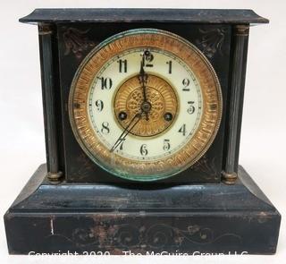 Antique Waterbury Clock Company Mantel Clock in Metal Case.