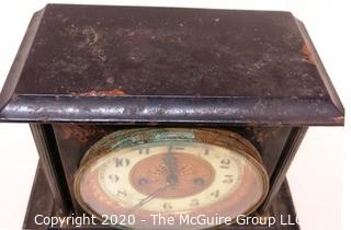 Antique Waterbury Clock Company Mantel Clock in Metal Case.