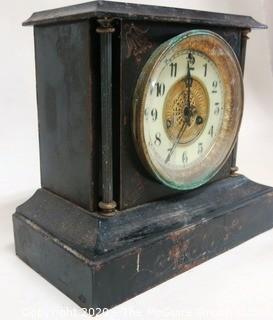 Antique Waterbury Clock Company Mantel Clock in Metal Case.