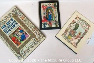 Three (3) Color Illustrated Books Including The Art of Illuminated Manuscripts, The Hours of Catherine of Cleves in Book Sleeve, and Flowers from Shakespeare's Garden