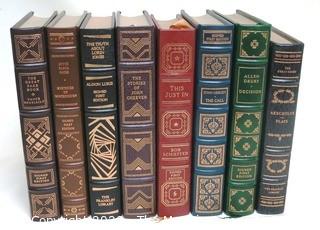 Set of 8 Leather Bound with Fine Gilt Decorative Bindings or Covers of Classic Books Published by The Franklin Library, Limited Edition Titles from the "Collected Stories of the World's Greatest Writers Series".