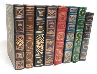 Set of 8 Leather Bound with Fine Gilt Decorative Bindings or Covers of Classic Books Published by The Franklin Library, Limited Edition Titles from the "Collected Stories of the World's Greatest Writers Series".