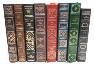 Set of 8 Leather Bound with Fine Gilt Decorative Bindings or Covers of Classic Books Published by The Franklin Library, Limited Edition Titles from the "Collected Stories of the World's Greatest Writers Series".