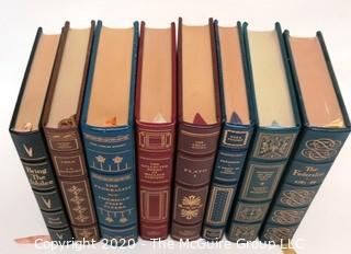 Set of 8 Leather Bound with Fine Gilt Decorative Bindings or Covers of Classic Books Published by The Franklin Library, Limited Edition Titles from the "Collected Stories of the World's Greatest Writers Series".