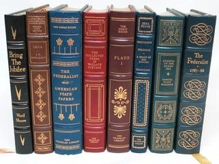 Set of 8 Leather Bound with Fine Gilt Decorative Bindings or Covers of Classic Books Published by The Franklin Library, Limited Edition Titles from the "Collected Stories of the World's Greatest Writers Series".