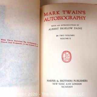 Two Volume Set of Mark Twain's Autobiography 1924 