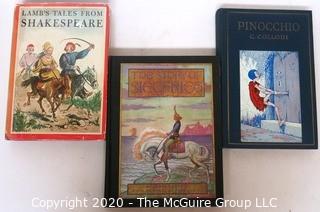 Three Vintage Illustrated Children's Books - Story of Siegfried, Pinocchio, Lamb's Tales from Shakespeare.