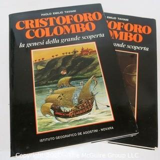 Two Volume Paperback in Slipcover Book - Cristoforo Colombo in Italian.