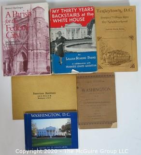 Group of Books about Washington DC. Includes My 30 Years Backstairs at the White House, Antique Guide to Washington DC, and Speed Typing Certificate 