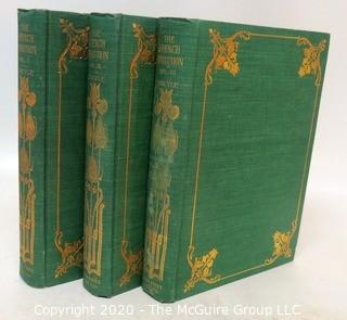 Three Volume Set, The French Revolution by Thomas Carlyle with Gilt Decoration. 