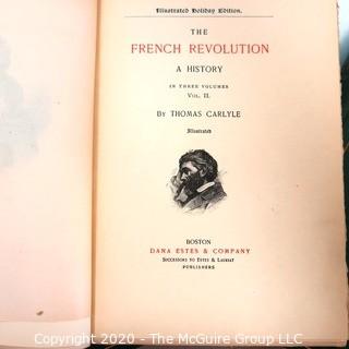 Three Volume Set, The French Revolution by Thomas Carlyle with Gilt Decoration. 