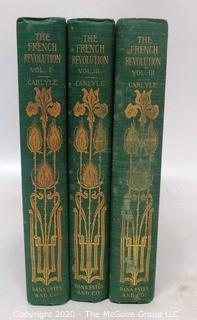 Three Volume Set, The French Revolution by Thomas Carlyle with Gilt Decoration. 