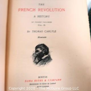 Three Volume Set, The French Revolution by Thomas Carlyle with Gilt Decoration. 