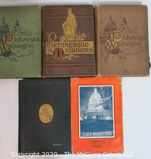 Five Antique Books on Washington DC with Lithographs.  Includes Picturesque Washington DC from the 1800's