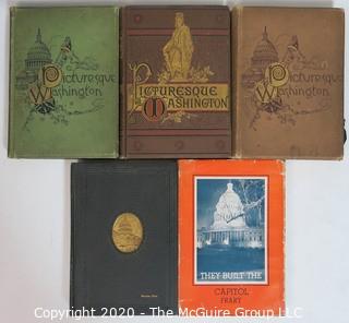 Five Antique Books on Washington DC with Lithographs.  Includes Picturesque Washington DC from the 1800's