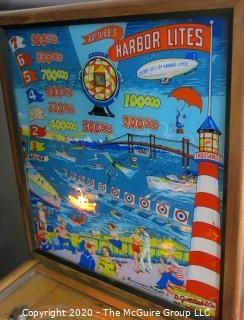 Limited Production 1956 "Harbor Lites", D. Gottlieb & Co. Electromechanical Pin Ball Machine, working condition, restored. 55"Long x 65"Tall at back x 26"Wide. Entertainment, Games