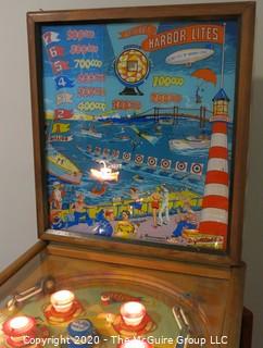 Limited Production 1956 "Harbor Lites", D. Gottlieb & Co. Electromechanical Pin Ball Machine, working condition, restored. 55"Long x 65"Tall at back x 26"Wide. Entertainment, Games