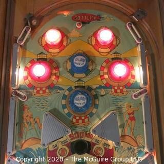 Limited Production 1956 "Harbor Lites", D. Gottlieb & Co. Electromechanical Pin Ball Machine, working condition, restored. 55"Long x 65"Tall at back x 26"Wide. Entertainment, Games