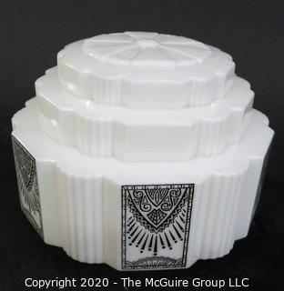 Lighting: Art Deco Milk Glass Lamp Shade; 11" Wide