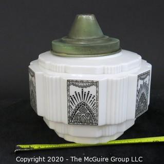 Lighting: Art Deco Milk Glass Lamp Shade; 11" Wide