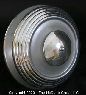 Art Deco Chrome Hanging Ceiling Light with cobalt blue glass insert; 15"W.  Lighting. Vintage