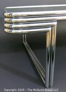 Art Deco Style Heavy Chrome and Smokey Glass Coffee Table; Swaim Furniture Company; 32 x 48 x 17" Tall (Note: Description altered 11.14.20 @ 3:20pm ET)