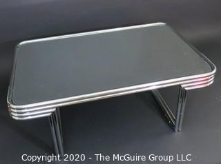 Art Deco Style Heavy Chrome and Smokey Glass Coffee Table; Swaim Furniture Company; 32 x 48 x 17" Tall (Note: Description altered 11.14.20 @ 3:20pm ET)