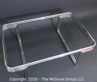 Art Deco Style Heavy Chrome and Smokey Glass Coffee Table; Swaim Furniture Company; 32 x 48 x 17" Tall (Note: Description altered 11.14.20 @ 3:20pm ET)